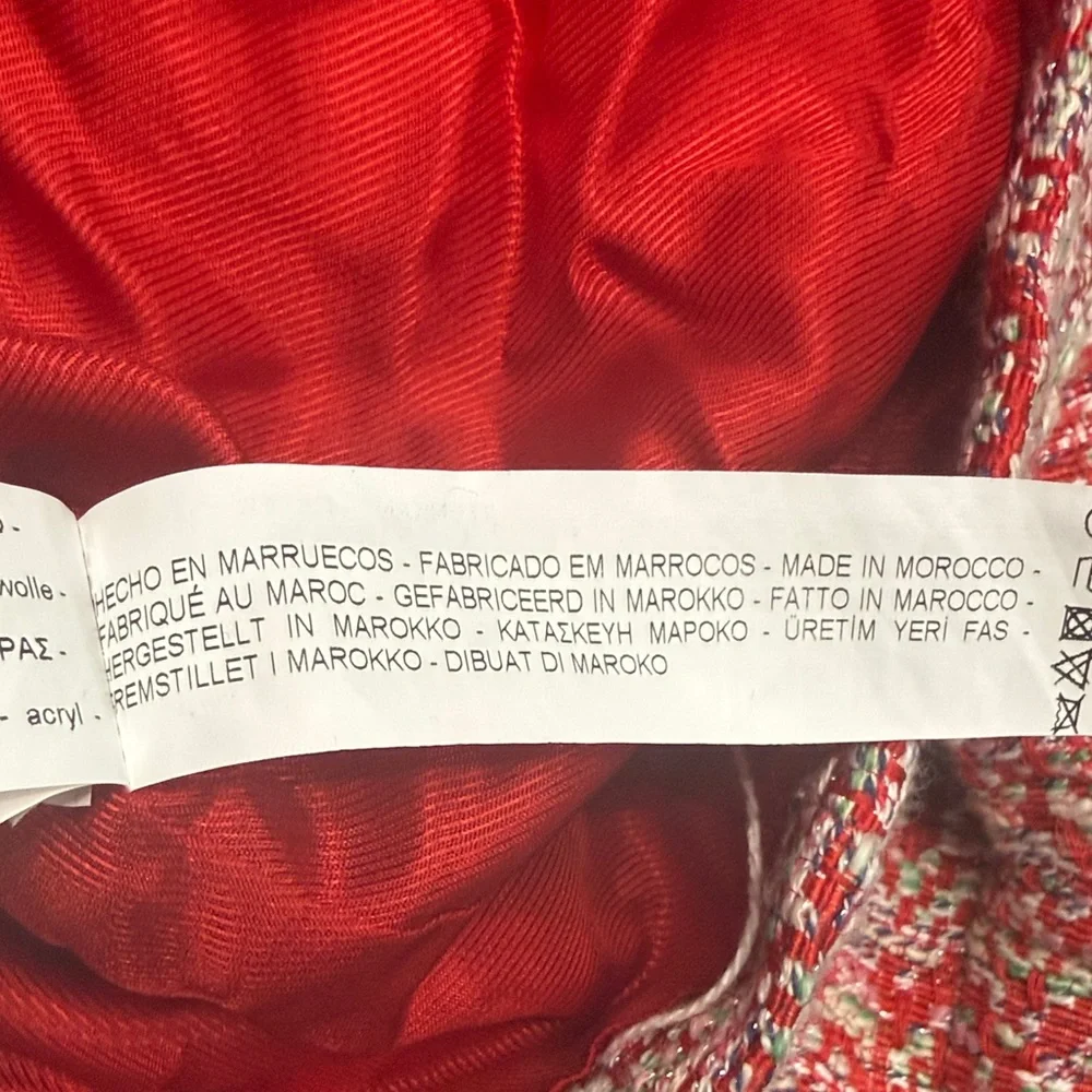 Zara Red Tweed Pearl-Button Jacket - Picture 8 of 8